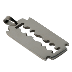 Стоманено бръснарско ножче сребърно 35 х 19 мм